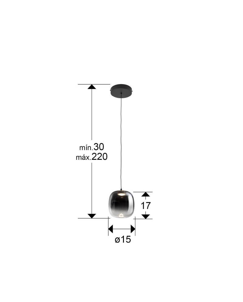 ONICE- LAMPARA 1L NEGRO-SMOKE
